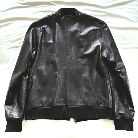 Lambskin Leather Bomber Jacket by Cadogan - Picture 3 of 7